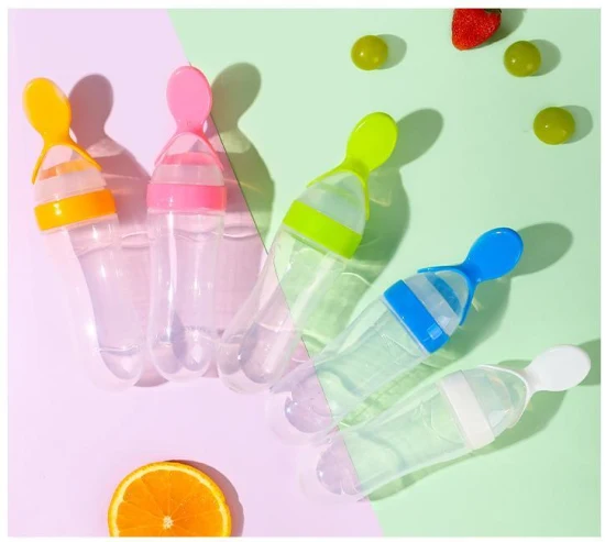 BPA-freie Squeeze-Flaschenpaste aus Silikon für Babyflaschen mit Löffel