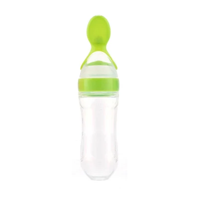 90 ml 3 Unzen Geschirr Hilfs Silikon Baby Löffel Squeeze Reis Paste Flasche Feeder